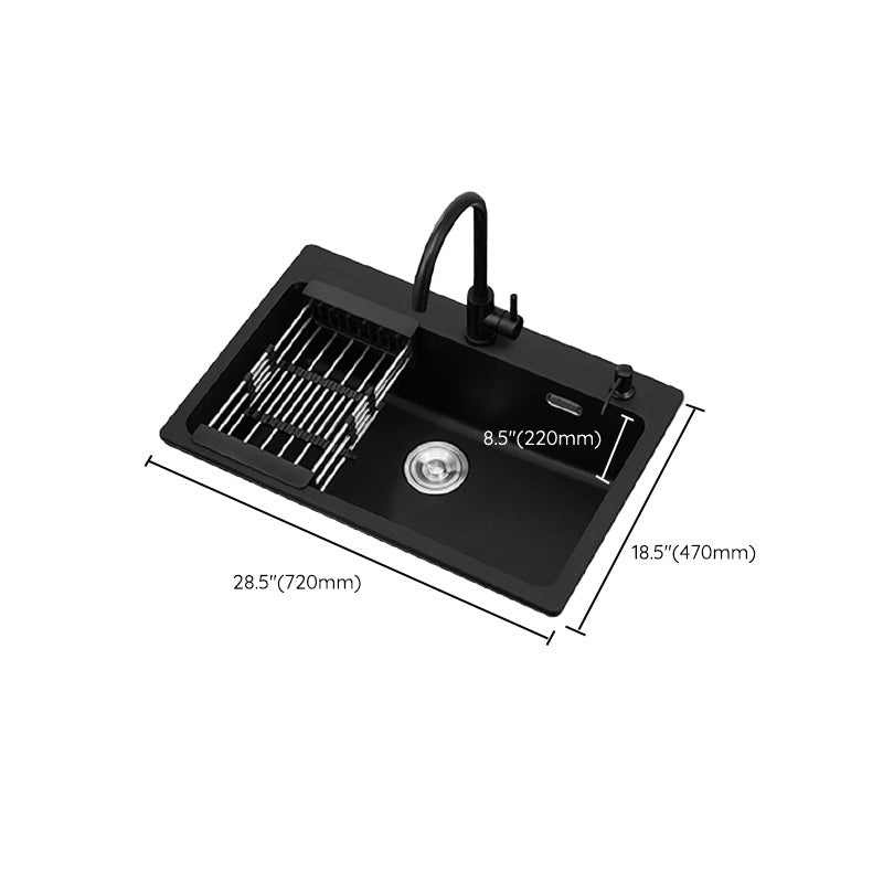 Quartz Kitchen Sink Rectangular Single Bowl Kitchen Sink with Drain Assembly Clearhalo 'Home Improvement' 'home_improvement' 'home_improvement_kitchen_sinks' 'Kitchen Remodel & Kitchen Fixtures' 'Kitchen Sinks & Faucet Components' 'Kitchen Sinks' 'kitchen_sinks' 7010939