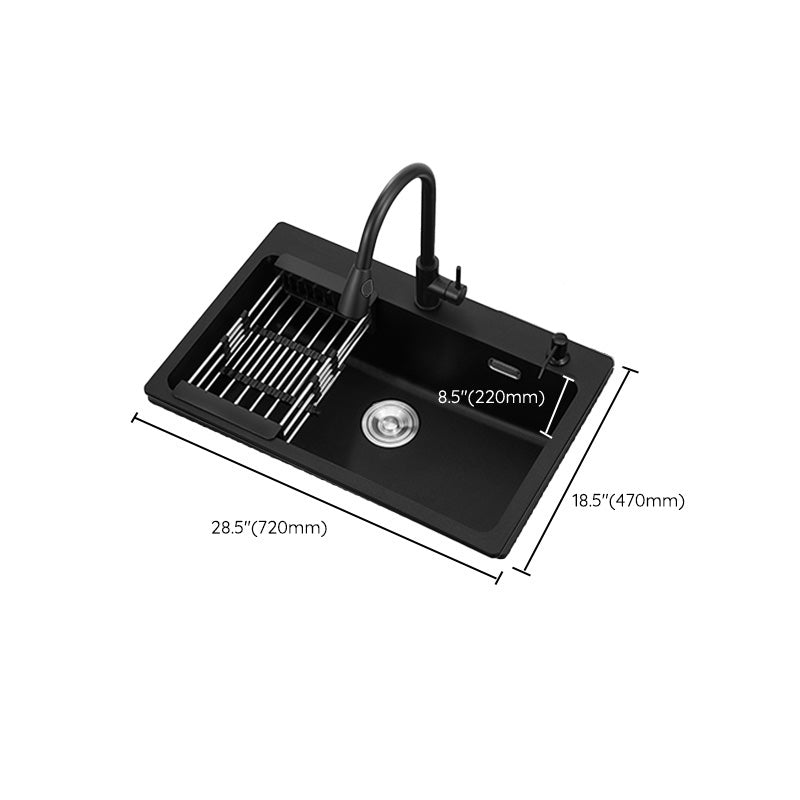 Quartz Kitchen Sink Rectangular Single Bowl Kitchen Sink with Drain Assembly Clearhalo 'Home Improvement' 'home_improvement' 'home_improvement_kitchen_sinks' 'Kitchen Remodel & Kitchen Fixtures' 'Kitchen Sinks & Faucet Components' 'Kitchen Sinks' 'kitchen_sinks' 7010940