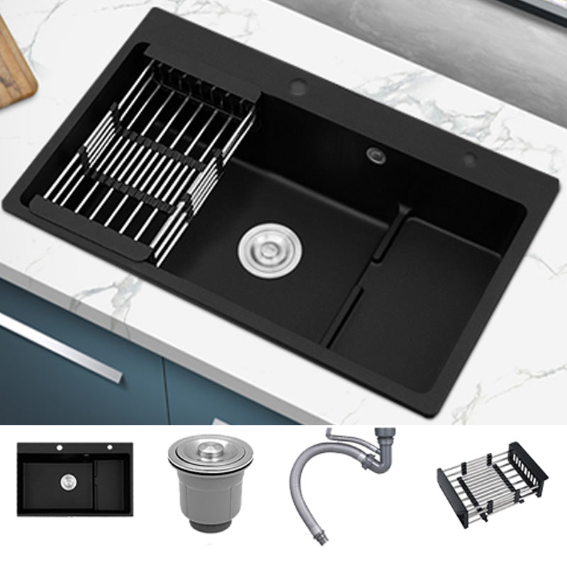 Quartz Kitchen Sink Rectangular Kitchen Sink with Drain Assembly Sink Only None Clearhalo 'Home Improvement' 'home_improvement' 'home_improvement_kitchen_sinks' 'Kitchen Remodel & Kitchen Fixtures' 'Kitchen Sinks & Faucet Components' 'Kitchen Sinks' 'kitchen_sinks' 7010947