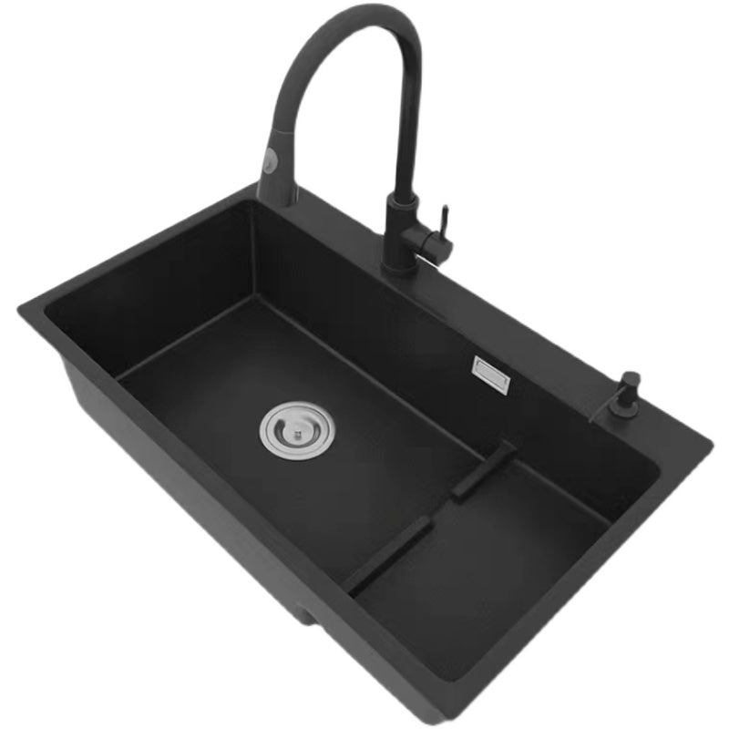 Quartz Kitchen Sink Rectangular Kitchen Sink with Drain Assembly Clearhalo 'Home Improvement' 'home_improvement' 'home_improvement_kitchen_sinks' 'Kitchen Remodel & Kitchen Fixtures' 'Kitchen Sinks & Faucet Components' 'Kitchen Sinks' 'kitchen_sinks' 7010952