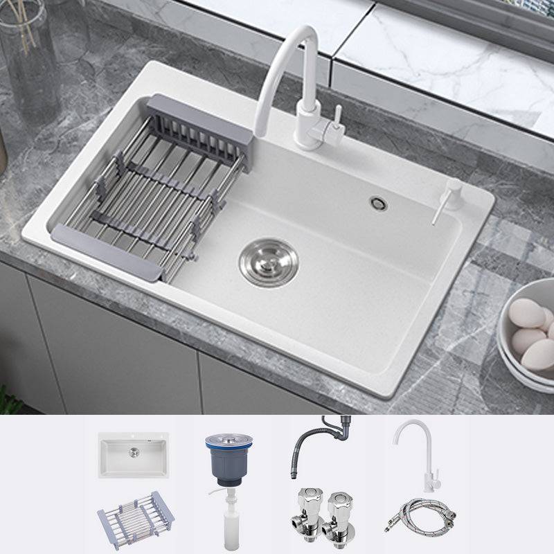 Quartz Kitchen Sink Single Basin Kitchen Sink with Faucet Included Sink with Faucet Round Faucet Clearhalo 'Home Improvement' 'home_improvement' 'home_improvement_kitchen_sinks' 'Kitchen Remodel & Kitchen Fixtures' 'Kitchen Sinks & Faucet Components' 'Kitchen Sinks' 'kitchen_sinks' 7010970