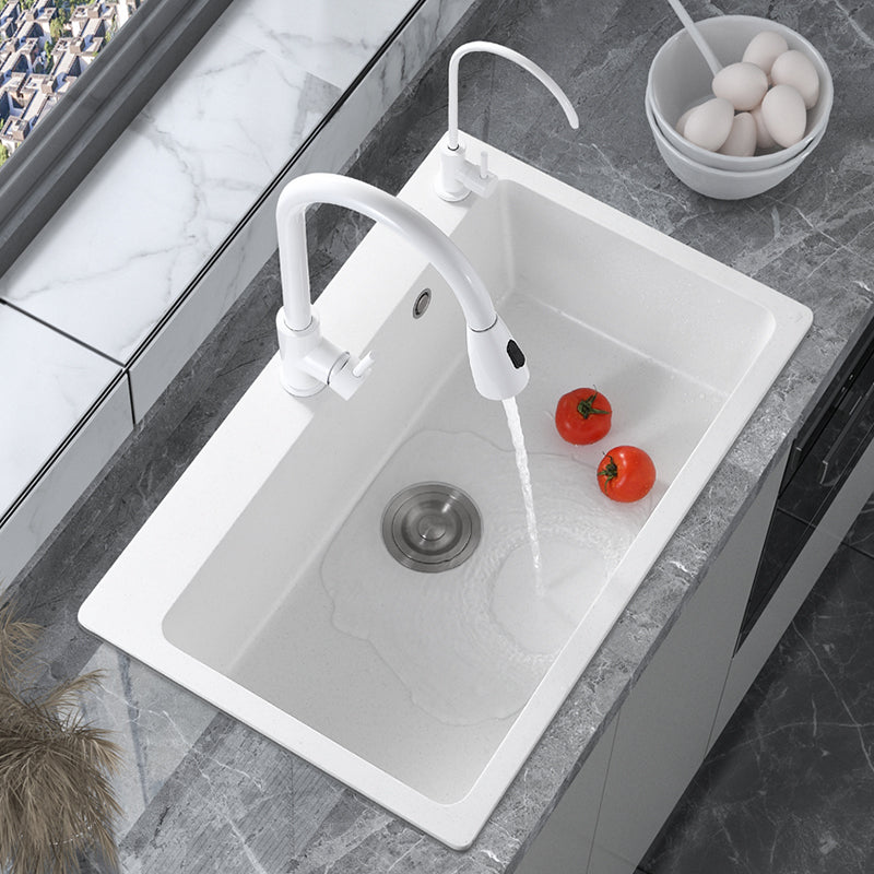 Quartz Kitchen Sink Single Basin Kitchen Sink with Faucet Included Clearhalo 'Home Improvement' 'home_improvement' 'home_improvement_kitchen_sinks' 'Kitchen Remodel & Kitchen Fixtures' 'Kitchen Sinks & Faucet Components' 'Kitchen Sinks' 'kitchen_sinks' 7010972