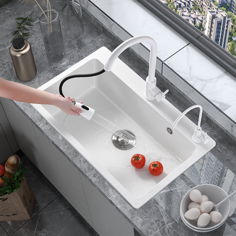 Quartz Kitchen Sink Single Basin Kitchen Sink with Faucet Included Clearhalo 'Home Improvement' 'home_improvement' 'home_improvement_kitchen_sinks' 'Kitchen Remodel & Kitchen Fixtures' 'Kitchen Sinks & Faucet Components' 'Kitchen Sinks' 'kitchen_sinks' 7010974