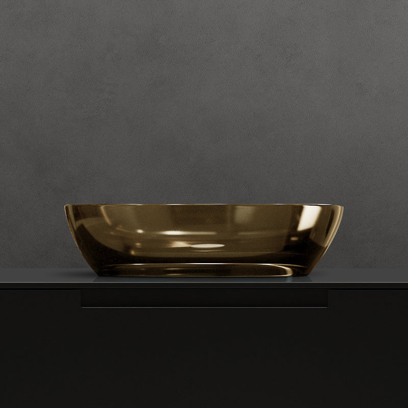 Modern Vessel Bathroom Sink Oval Resin Vessel Lavatory Sink(Not Including Faucet) ArmyGreen Clearhalo 'Bathroom Remodel & Bathroom Fixtures' 'Bathroom Sinks & Faucet Components' 'Bathroom Sinks' 'bathroom_sink' 'Home Improvement' 'home_improvement' 'home_improvement_bathroom_sink' 7011045