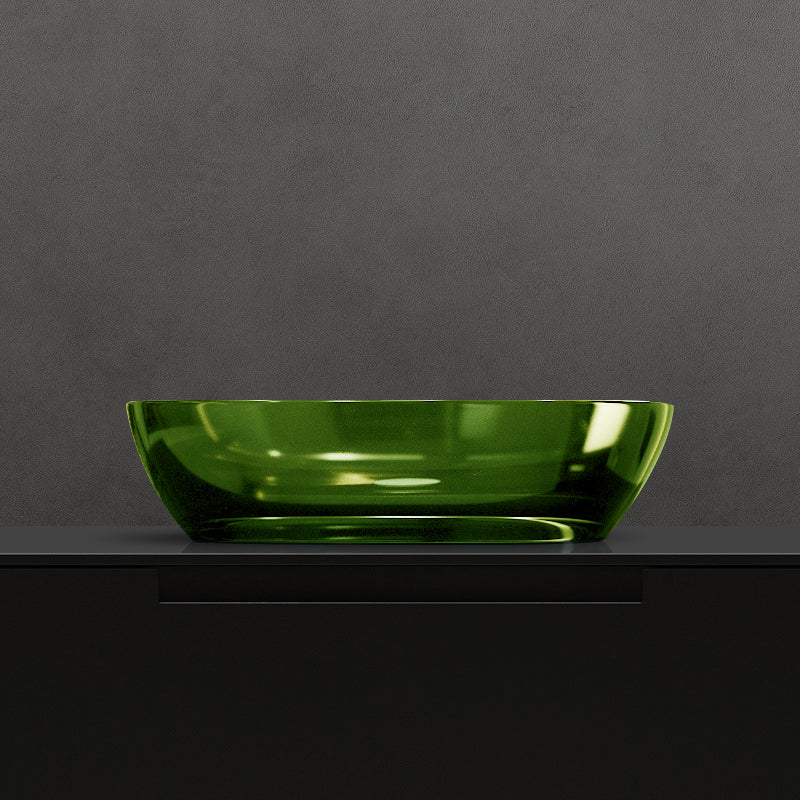 Modern Vessel Bathroom Sink Oval Resin Vessel Lavatory Sink(Not Including Faucet) Green Clearhalo 'Bathroom Remodel & Bathroom Fixtures' 'Bathroom Sinks & Faucet Components' 'Bathroom Sinks' 'bathroom_sink' 'Home Improvement' 'home_improvement' 'home_improvement_bathroom_sink' 7011047