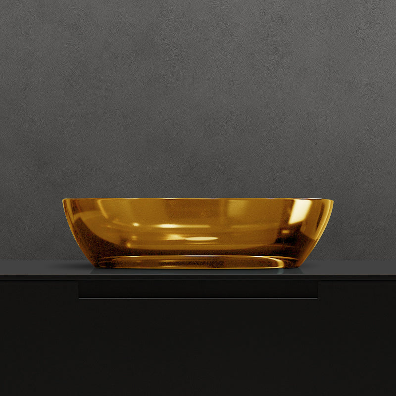 Modern Vessel Bathroom Sink Oval Resin Vessel Lavatory Sink(Not Including Faucet) Yellow Clearhalo 'Bathroom Remodel & Bathroom Fixtures' 'Bathroom Sinks & Faucet Components' 'Bathroom Sinks' 'bathroom_sink' 'Home Improvement' 'home_improvement' 'home_improvement_bathroom_sink' 7011049