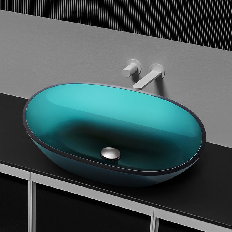 Modern Vessel Bathroom Sink Oval Resin Vessel Lavatory Sink(Not Including Faucet) Clearhalo 'Bathroom Remodel & Bathroom Fixtures' 'Bathroom Sinks & Faucet Components' 'Bathroom Sinks' 'bathroom_sink' 'Home Improvement' 'home_improvement' 'home_improvement_bathroom_sink' 7011056