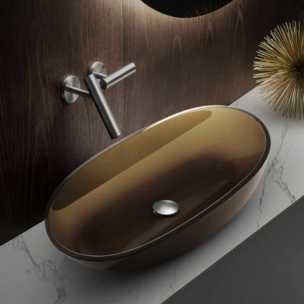 Modern Vessel Bathroom Sink Oval Resin Vessel Lavatory Sink(Not Including Faucet) Clearhalo 'Bathroom Remodel & Bathroom Fixtures' 'Bathroom Sinks & Faucet Components' 'Bathroom Sinks' 'bathroom_sink' 'Home Improvement' 'home_improvement' 'home_improvement_bathroom_sink' 7011058