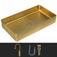 Modern Vessel Bathroom Sink Metal Rectangular with Faucet Vessel Lavatory Sink Gold Gooseneck Sink with Faucet Clearhalo 'Bathroom Remodel & Bathroom Fixtures' 'Bathroom Sinks & Faucet Components' 'Bathroom Sinks' 'bathroom_sink' 'Home Improvement' 'home_improvement' 'home_improvement_bathroom_sink' 7011073