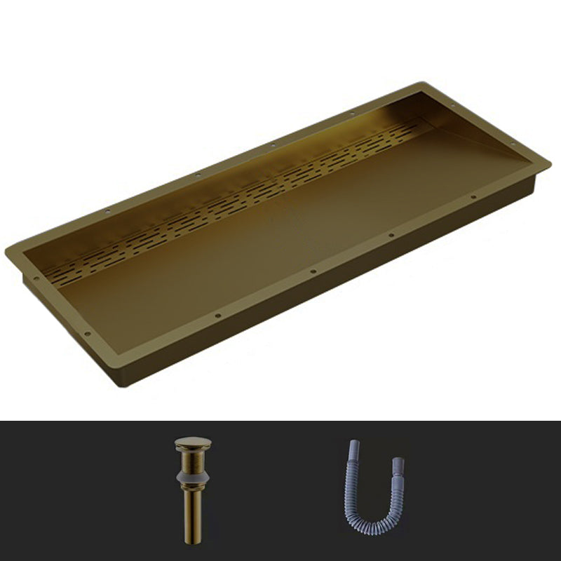 Modern Style Bathroom Sink Stainless Steel Rectangular Bathroom Sink with Hose Bronze Sink Unavailable Clearhalo 'Bathroom Remodel & Bathroom Fixtures' 'Bathroom Sinks & Faucet Components' 'Bathroom Sinks' 'bathroom_sink' 'Home Improvement' 'home_improvement' 'home_improvement_bathroom_sink' 7011093