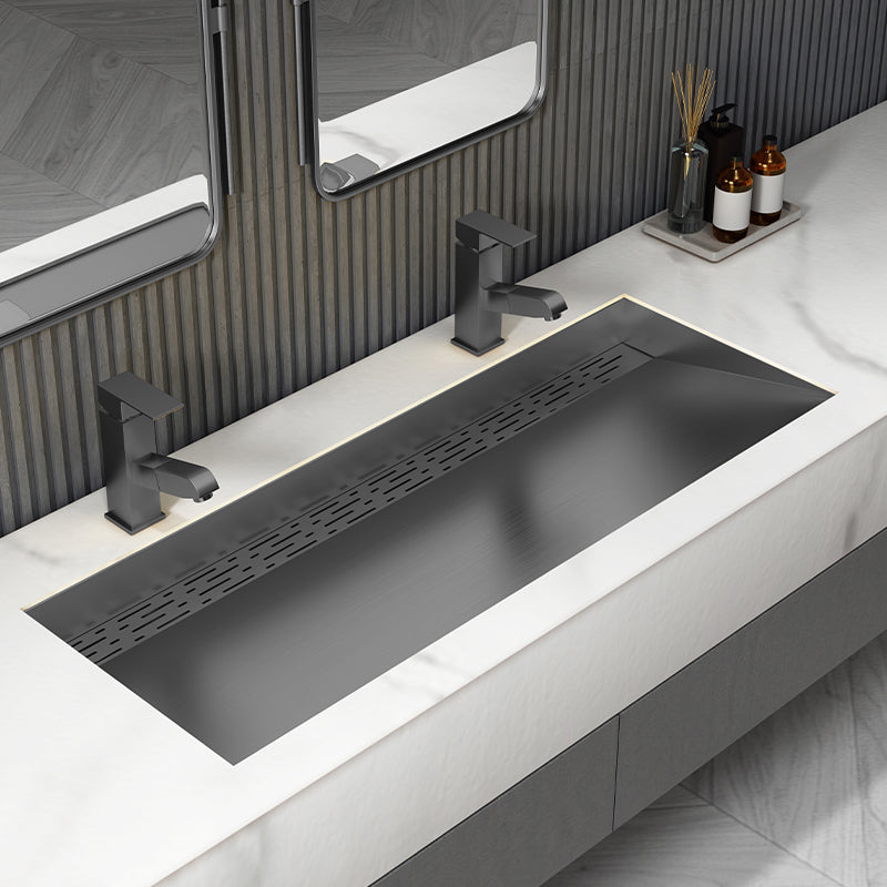 Modern Style Bathroom Sink Stainless Steel Rectangular Bathroom Sink with Hose Clearhalo 'Bathroom Remodel & Bathroom Fixtures' 'Bathroom Sinks & Faucet Components' 'Bathroom Sinks' 'bathroom_sink' 'Home Improvement' 'home_improvement' 'home_improvement_bathroom_sink' 7011101