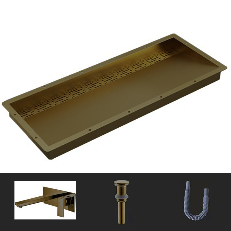 Modern Style Bathroom Sink Stainless Steel Rectangular Bathroom Sink with Hose Bronze Sink with Faucet Wall Mounted Sensor Faucet Clearhalo 'Bathroom Remodel & Bathroom Fixtures' 'Bathroom Sinks & Faucet Components' 'Bathroom Sinks' 'bathroom_sink' 'Home Improvement' 'home_improvement' 'home_improvement_bathroom_sink' 7011102