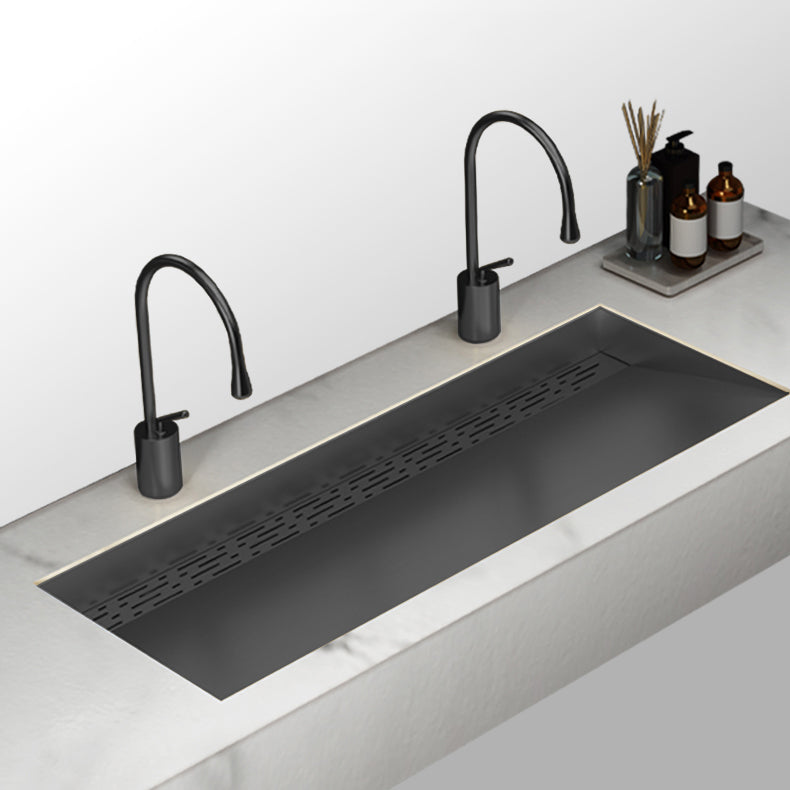 Modern Style Bathroom Sink Stainless Steel Rectangular Bathroom Sink with Hose Clearhalo 'Bathroom Remodel & Bathroom Fixtures' 'Bathroom Sinks & Faucet Components' 'Bathroom Sinks' 'bathroom_sink' 'Home Improvement' 'home_improvement' 'home_improvement_bathroom_sink' 7011103