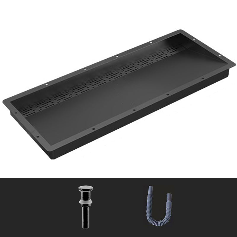 Modern Style Bathroom Sink Stainless Steel Rectangular Bathroom Sink with Hose Black Sink Unavailable Clearhalo 'Bathroom Remodel & Bathroom Fixtures' 'Bathroom Sinks & Faucet Components' 'Bathroom Sinks' 'bathroom_sink' 'Home Improvement' 'home_improvement' 'home_improvement_bathroom_sink' 7011104