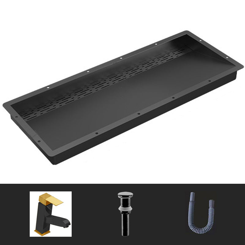 Modern Style Bathroom Sink Stainless Steel Rectangular Bathroom Sink with Hose Black Sink with Faucet Pull Out Faucet Clearhalo 'Bathroom Remodel & Bathroom Fixtures' 'Bathroom Sinks & Faucet Components' 'Bathroom Sinks' 'bathroom_sink' 'Home Improvement' 'home_improvement' 'home_improvement_bathroom_sink' 7011110