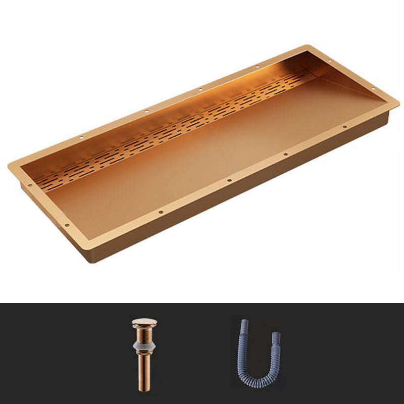 Modern Style Bathroom Sink Stainless Steel Rectangular Bathroom Sink with Hose Rose Gold Sink Unavailable Clearhalo 'Bathroom Remodel & Bathroom Fixtures' 'Bathroom Sinks & Faucet Components' 'Bathroom Sinks' 'bathroom_sink' 'Home Improvement' 'home_improvement' 'home_improvement_bathroom_sink' 7011113