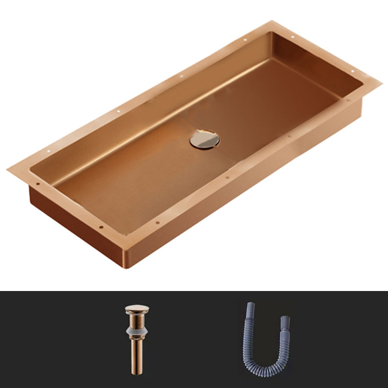 Modern Style Bathroom Sink Rectangular Metal Bathroom Sink with Faucet Rose Gold Sink Unavailable Clearhalo 'Bathroom Remodel & Bathroom Fixtures' 'Bathroom Sinks & Faucet Components' 'Bathroom Sinks' 'bathroom_sink' 'Home Improvement' 'home_improvement' 'home_improvement_bathroom_sink' 7011139