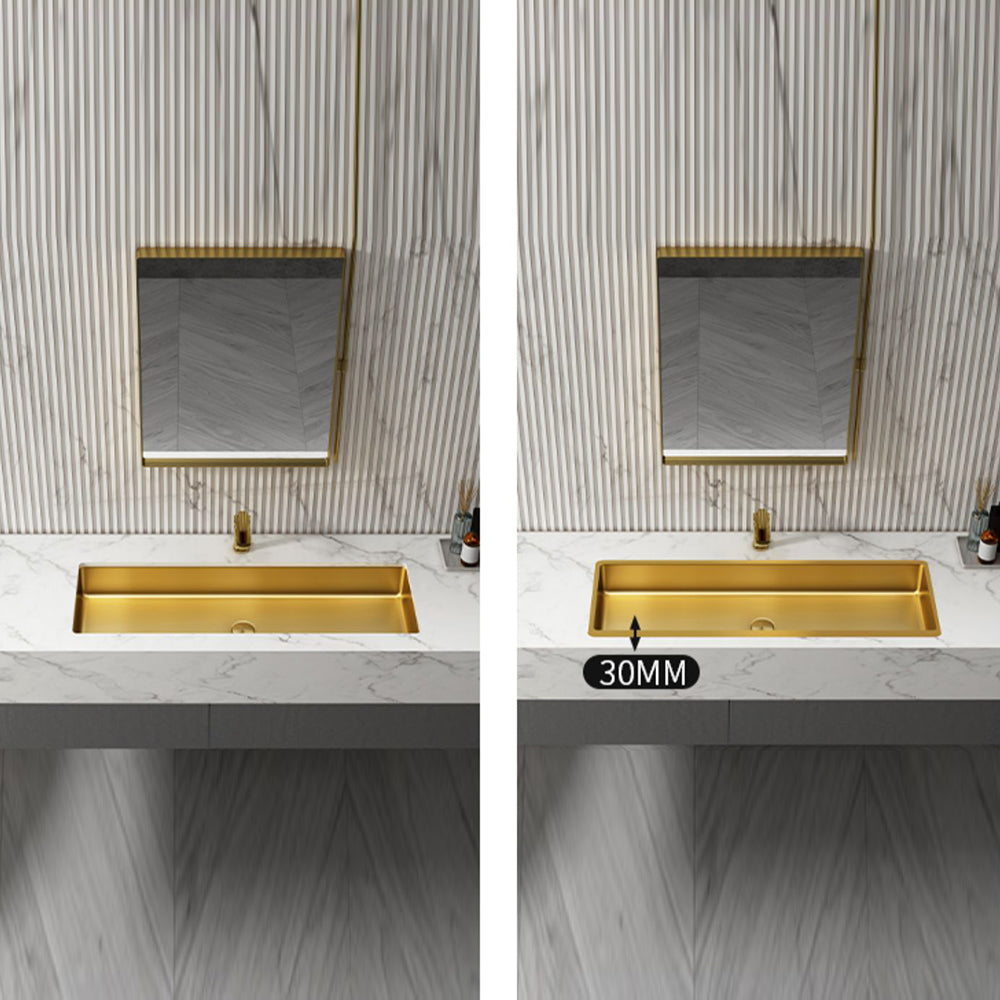 Modern Style Bathroom Sink Rectangular Metal Bathroom Sink with Faucet Clearhalo 'Bathroom Remodel & Bathroom Fixtures' 'Bathroom Sinks & Faucet Components' 'Bathroom Sinks' 'bathroom_sink' 'Home Improvement' 'home_improvement' 'home_improvement_bathroom_sink' 7011142