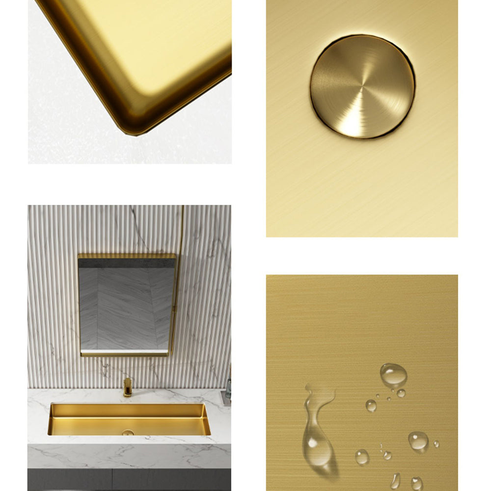 Modern Style Bathroom Sink Rectangular Metal Bathroom Sink with Faucet Clearhalo 'Bathroom Remodel & Bathroom Fixtures' 'Bathroom Sinks & Faucet Components' 'Bathroom Sinks' 'bathroom_sink' 'Home Improvement' 'home_improvement' 'home_improvement_bathroom_sink' 7011144