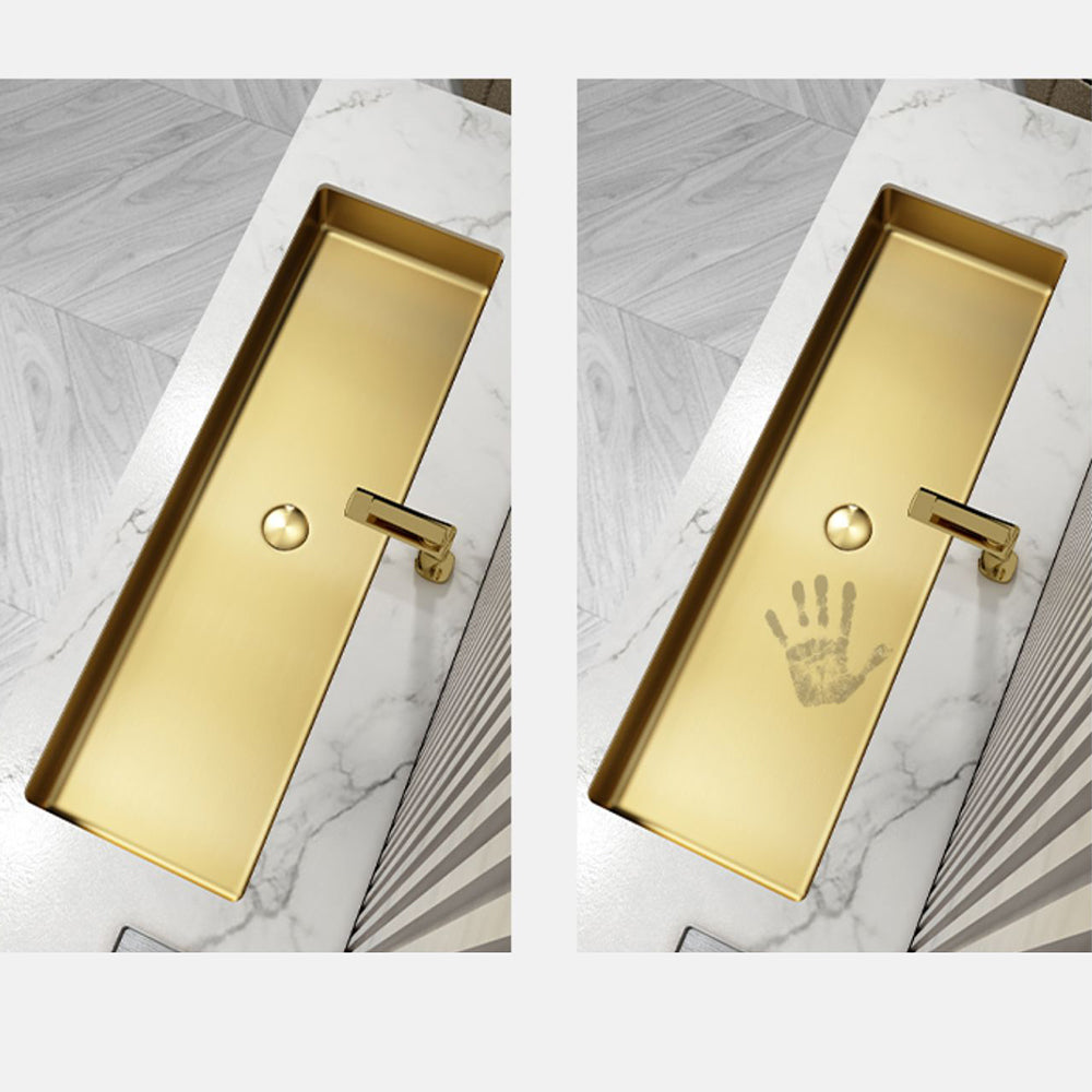 Modern Style Bathroom Sink Rectangular Metal Bathroom Sink with Faucet Clearhalo 'Bathroom Remodel & Bathroom Fixtures' 'Bathroom Sinks & Faucet Components' 'Bathroom Sinks' 'bathroom_sink' 'Home Improvement' 'home_improvement' 'home_improvement_bathroom_sink' 7011145