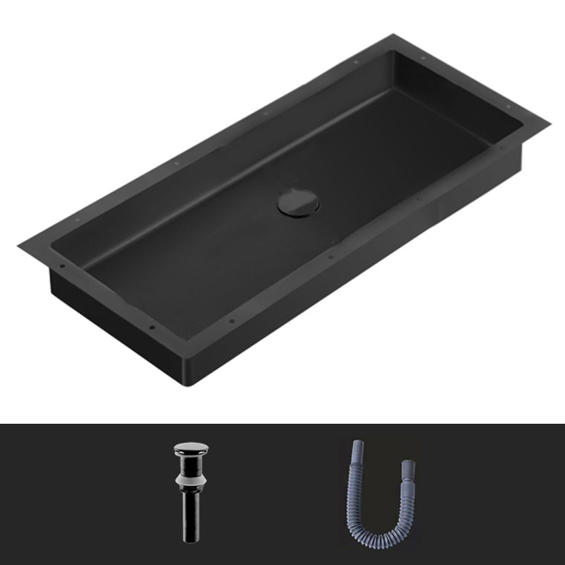 Modern Style Bathroom Sink Rectangular Metal Bathroom Sink with Faucet Black Sink Unavailable Clearhalo 'Bathroom Remodel & Bathroom Fixtures' 'Bathroom Sinks & Faucet Components' 'Bathroom Sinks' 'bathroom_sink' 'Home Improvement' 'home_improvement' 'home_improvement_bathroom_sink' 7011149