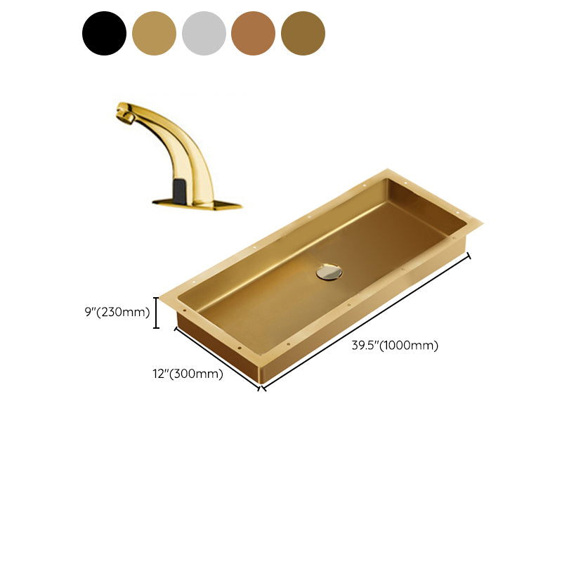 Modern Style Bathroom Sink Rectangular Metal Bathroom Sink with Faucet Clearhalo 'Bathroom Remodel & Bathroom Fixtures' 'Bathroom Sinks & Faucet Components' 'Bathroom Sinks' 'bathroom_sink' 'Home Improvement' 'home_improvement' 'home_improvement_bathroom_sink' 7011166