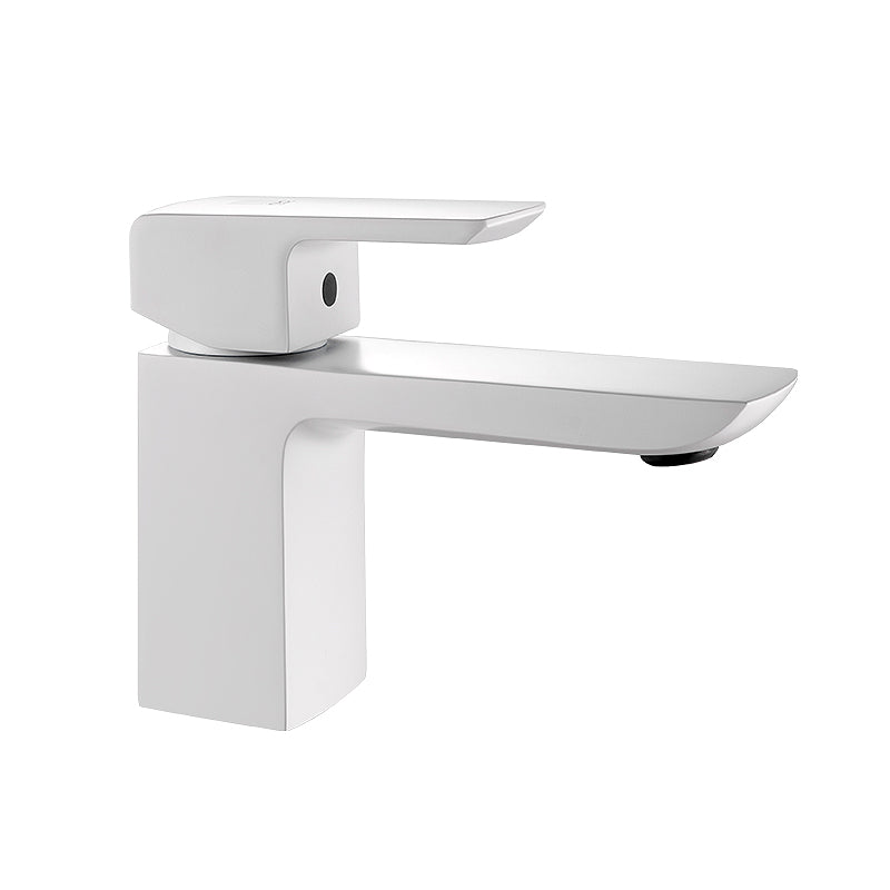 Modern Lever Handles Sink Faucet White Brass Bathroom Sink Faucet Clearhalo 'Bathroom Remodel & Bathroom Fixtures' 'Bathroom Sink Faucets' 'Bathroom Sinks & Faucet Components' 'bathroom_sink_faucets' 'Home Improvement' 'home_improvement' 'home_improvement_bathroom_sink_faucets' 7011176