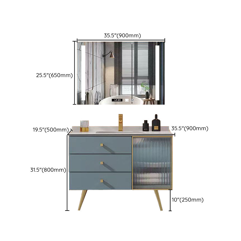 Freestanding Bathroom Vanity Blue Wood Frame Single Sink Rectangular Vanity with 3 Drawers Clearhalo 'Bathroom Remodel & Bathroom Fixtures' 'Bathroom Vanities' 'bathroom_vanities' 'Home Improvement' 'home_improvement' 'home_improvement_bathroom_vanities' 7011218