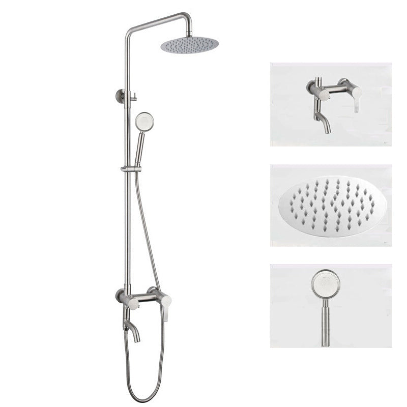 Modern Shower System Brass Temperature Control Handheld Shower Head Shower Set Silver Thin Type Clearhalo 'Bathroom Remodel & Bathroom Fixtures' 'Home Improvement' 'home_improvement' 'home_improvement_shower_faucets' 'Shower Faucets & Systems' 'shower_faucets' 'Showers & Bathtubs Plumbing' 'Showers & Bathtubs' 7011354