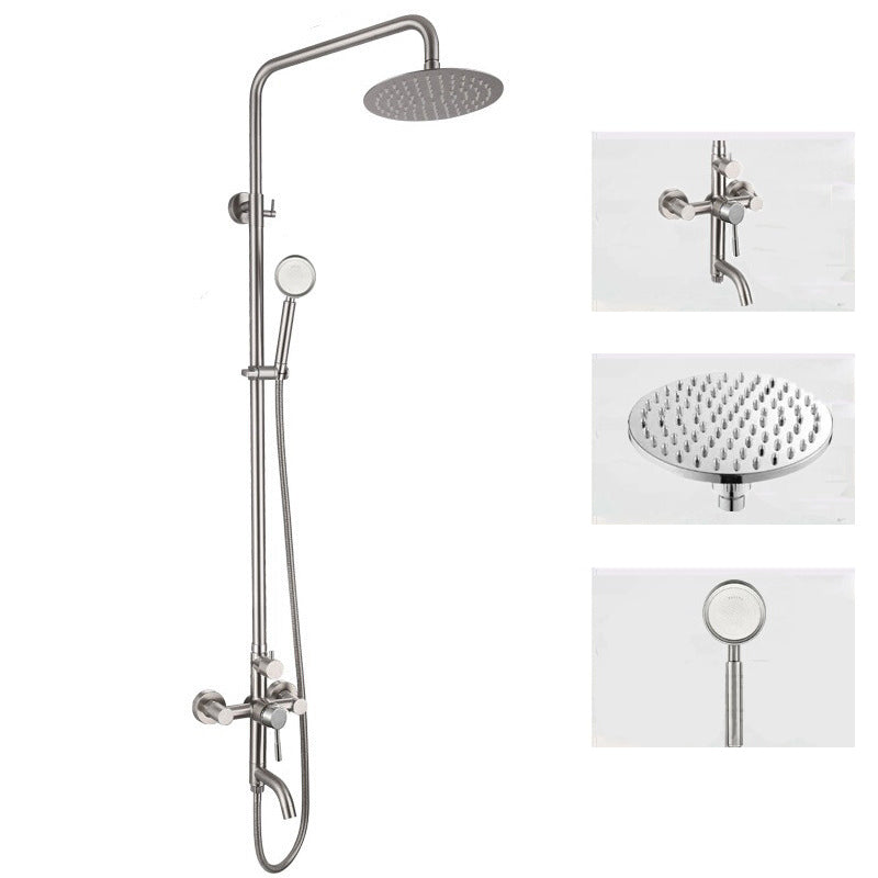 Modern Shower System Brass Temperature Control Handheld Shower Head Shower Set Grey Thickened Clearhalo 'Bathroom Remodel & Bathroom Fixtures' 'Home Improvement' 'home_improvement' 'home_improvement_shower_faucets' 'Shower Faucets & Systems' 'shower_faucets' 'Showers & Bathtubs Plumbing' 'Showers & Bathtubs' 7011356