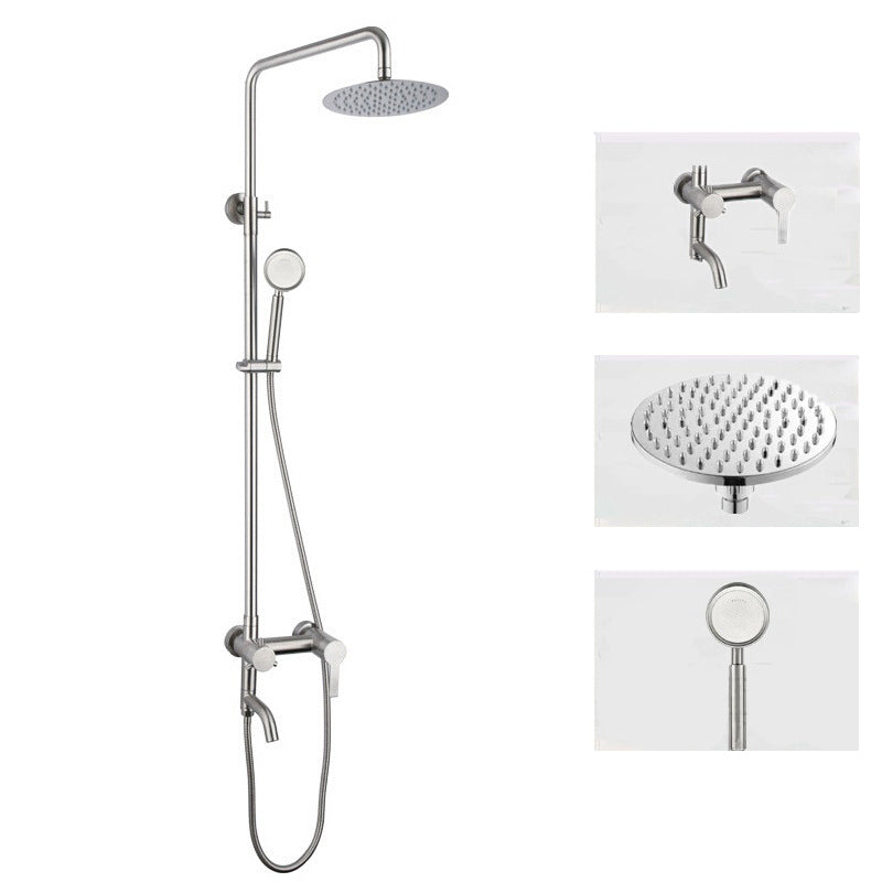 Modern Shower System Brass Temperature Control Handheld Shower Head Shower Set Silver Thickened Clearhalo 'Bathroom Remodel & Bathroom Fixtures' 'Home Improvement' 'home_improvement' 'home_improvement_shower_faucets' 'Shower Faucets & Systems' 'shower_faucets' 'Showers & Bathtubs Plumbing' 'Showers & Bathtubs' 7011358