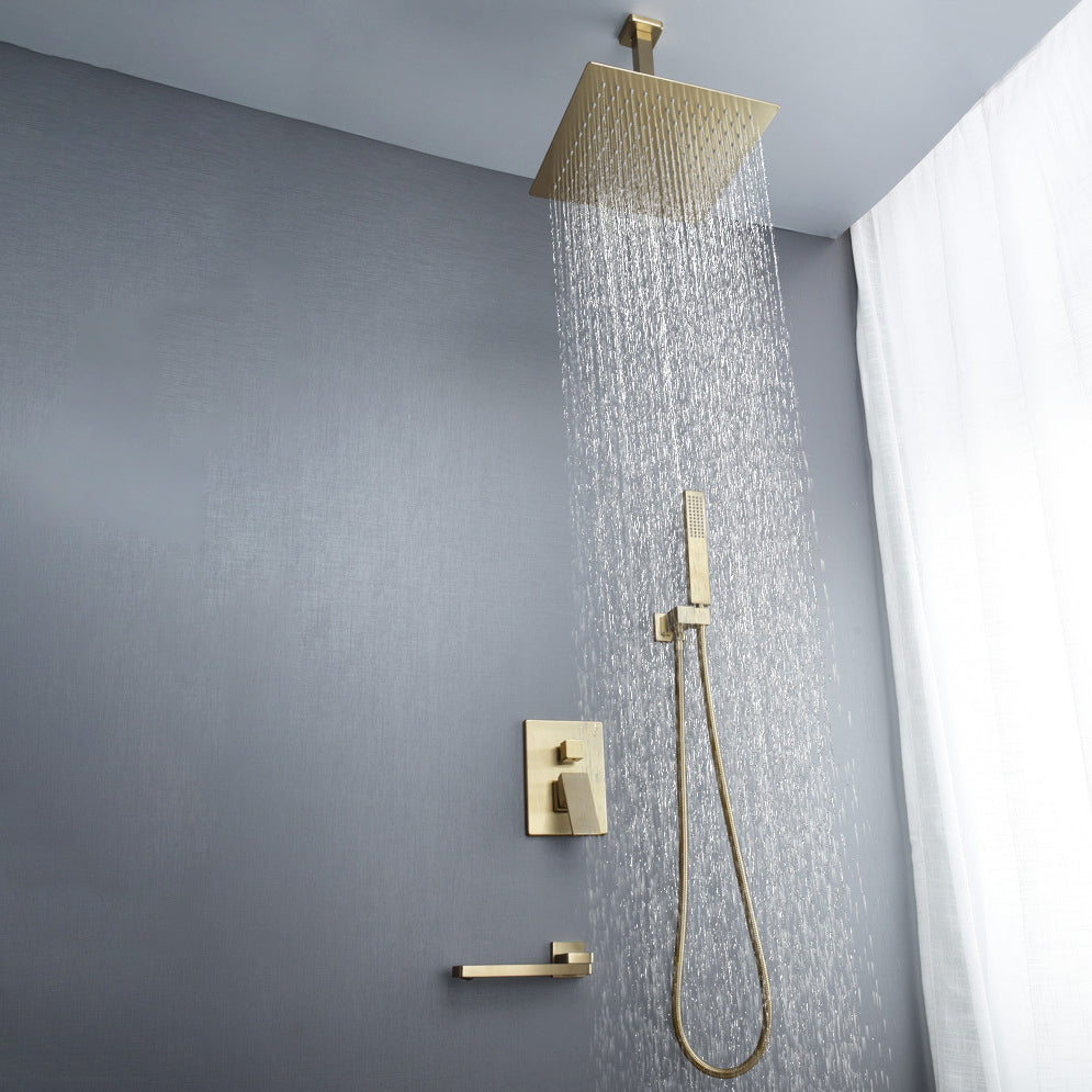Modern Shower Head Combo Brass Temperature Control Ceiling Mounted Shower Faucet Clearhalo 'Bathroom Remodel & Bathroom Fixtures' 'Home Improvement' 'home_improvement' 'home_improvement_shower_faucets' 'Shower Faucets & Systems' 'shower_faucets' 'Showers & Bathtubs Plumbing' 'Showers & Bathtubs' 7011413
