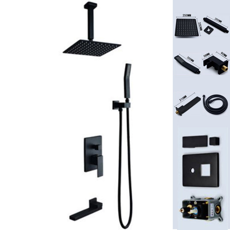 Modern Shower Head Combo Brass Temperature Control Ceiling Mounted Shower Faucet Black Ceiling Top Spray 3 Clearhalo 'Bathroom Remodel & Bathroom Fixtures' 'Home Improvement' 'home_improvement' 'home_improvement_shower_faucets' 'Shower Faucets & Systems' 'shower_faucets' 'Showers & Bathtubs Plumbing' 'Showers & Bathtubs' 7011425