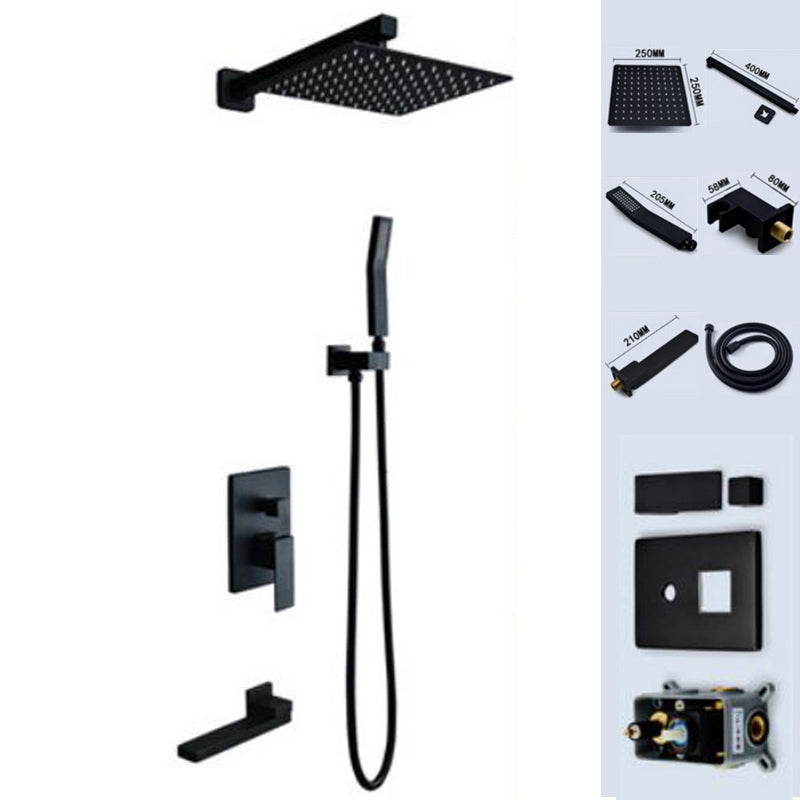 Modern Shower Head Combo Brass Temperature Control Ceiling Mounted Shower Faucet Black In-wall Top Spray (with Crossbar) 3 Clearhalo 'Bathroom Remodel & Bathroom Fixtures' 'Home Improvement' 'home_improvement' 'home_improvement_shower_faucets' 'Shower Faucets & Systems' 'shower_faucets' 'Showers & Bathtubs Plumbing' 'Showers & Bathtubs' 7011427