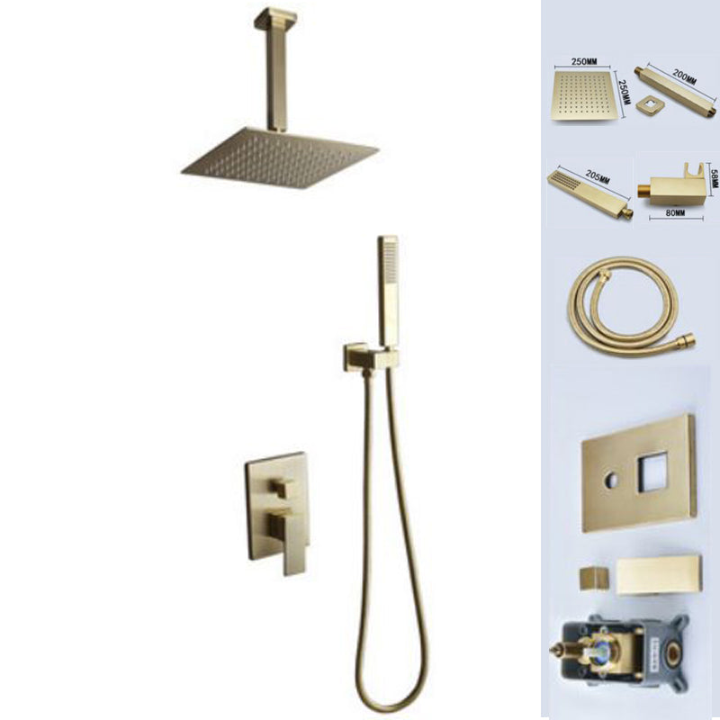 Modern Shower Head Combo Brass Temperature Control Ceiling Mounted Shower Faucet Gold Ceiling Top Spray 2 Clearhalo 'Bathroom Remodel & Bathroom Fixtures' 'Home Improvement' 'home_improvement' 'home_improvement_shower_faucets' 'Shower Faucets & Systems' 'shower_faucets' 'Showers & Bathtubs Plumbing' 'Showers & Bathtubs' 7011428