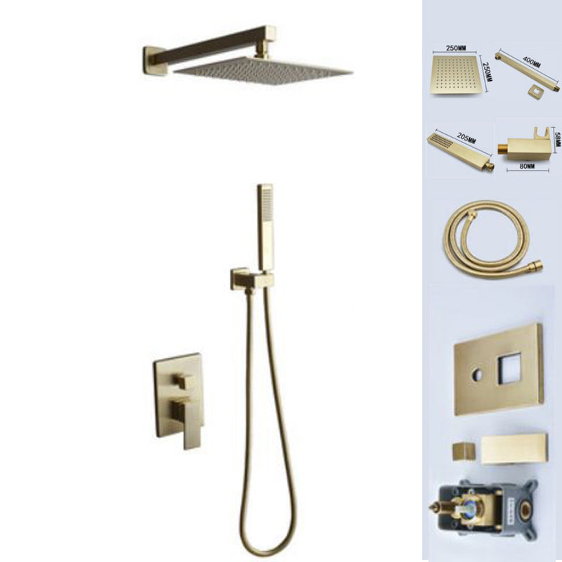 Modern Shower Head Combo Brass Temperature Control Ceiling Mounted Shower Faucet Gold In-wall Top Spray (with Crossbar) 2 Clearhalo 'Bathroom Remodel & Bathroom Fixtures' 'Home Improvement' 'home_improvement' 'home_improvement_shower_faucets' 'Shower Faucets & Systems' 'shower_faucets' 'Showers & Bathtubs Plumbing' 'Showers & Bathtubs' 7011429