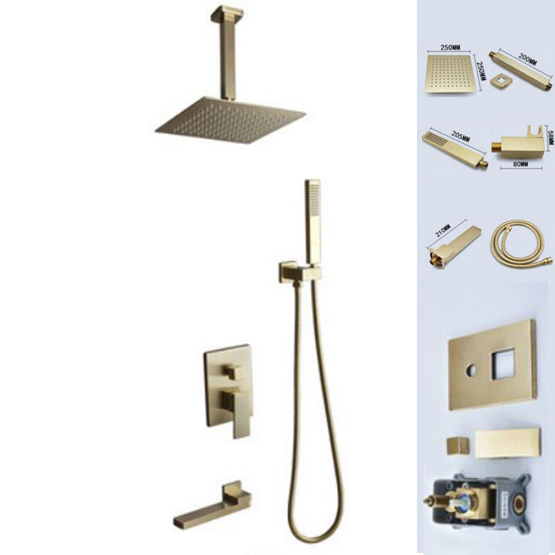 Modern Shower Head Combo Brass Temperature Control Ceiling Mounted Shower Faucet Gold Ceiling Top Spray 3 Clearhalo 'Bathroom Remodel & Bathroom Fixtures' 'Home Improvement' 'home_improvement' 'home_improvement_shower_faucets' 'Shower Faucets & Systems' 'shower_faucets' 'Showers & Bathtubs Plumbing' 'Showers & Bathtubs' 7011430