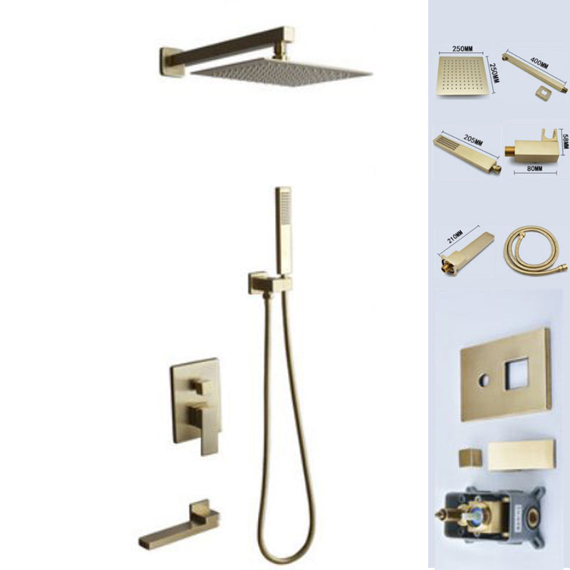 Modern Shower Head Combo Brass Temperature Control Ceiling Mounted Shower Faucet Gold In-wall Top Spray (with Crossbar) 3 Clearhalo 'Bathroom Remodel & Bathroom Fixtures' 'Home Improvement' 'home_improvement' 'home_improvement_shower_faucets' 'Shower Faucets & Systems' 'shower_faucets' 'Showers & Bathtubs Plumbing' 'Showers & Bathtubs' 7011431