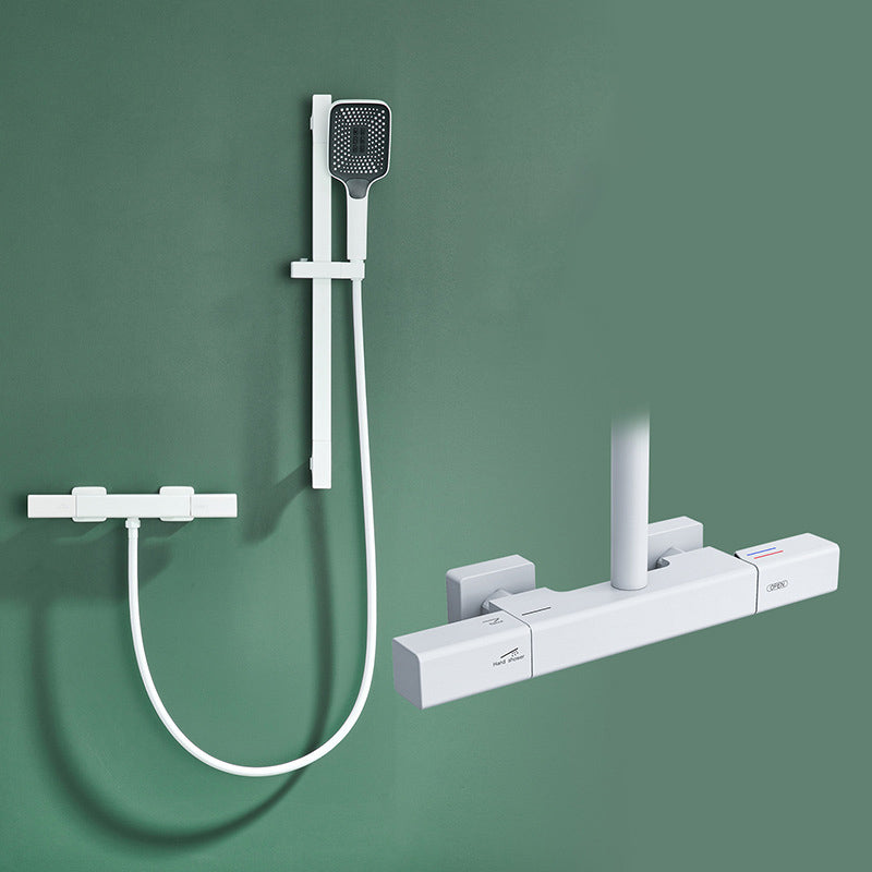 Temperature Control Shower System Adjustable Spray Pattern with Handheld Shower Head White 2 Clearhalo 'Bathroom Remodel & Bathroom Fixtures' 'Home Improvement' 'home_improvement' 'home_improvement_shower_faucets' 'Shower Faucets & Systems' 'shower_faucets' 'Showers & Bathtubs Plumbing' 'Showers & Bathtubs' 7011447