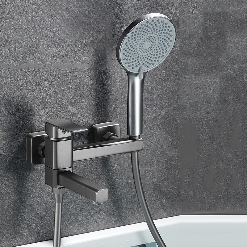 Wall Mounted Tub Filler Modern Single Lever Handle Swivel Tub Filler with Handshower Gun Grey Spray Gun Not Included Clearhalo 'Bathroom Remodel & Bathroom Fixtures' 'Bathtub Faucets' 'bathtub_faucets' 'Home Improvement' 'home_improvement' 'home_improvement_bathtub_faucets' 7011500