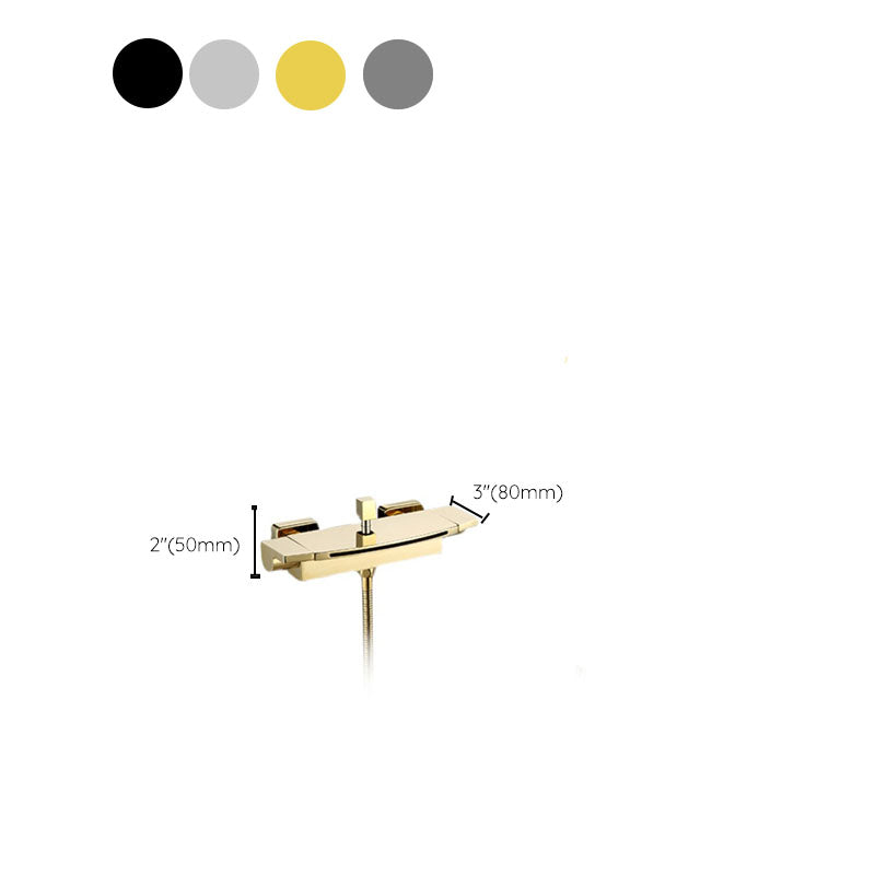 Traditional Wall Mounted Metal Tub Filler Low Arc Waterfall Tub Faucet Trim Clearhalo 'Bathroom Remodel & Bathroom Fixtures' 'Bathtub Faucets' 'bathtub_faucets' 'Home Improvement' 'home_improvement' 'home_improvement_bathtub_faucets' 7011546