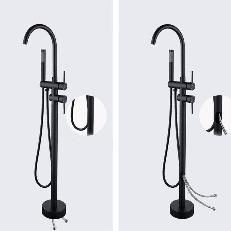 Floor Mounted Copper Freestanding Tub Filler Freestanding High Arc Tub Metal Filler Trim Clearhalo 'Bathroom Remodel & Bathroom Fixtures' 'Bathtub Faucets' 'bathtub_faucets' 'Home Improvement' 'home_improvement' 'home_improvement_bathtub_faucets' 7011576