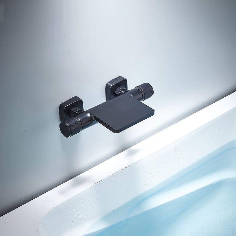 Contemporary Fixed Bathtub Faucet Wall Mounted Waterfall Tub Filler Black Hand Shower Not Included Great Falls Faucet Outlet Clearhalo 'Bathroom Remodel & Bathroom Fixtures' 'Bathtub Faucets' 'bathtub_faucets' 'Home Improvement' 'home_improvement' 'home_improvement_bathtub_faucets' 7011625
