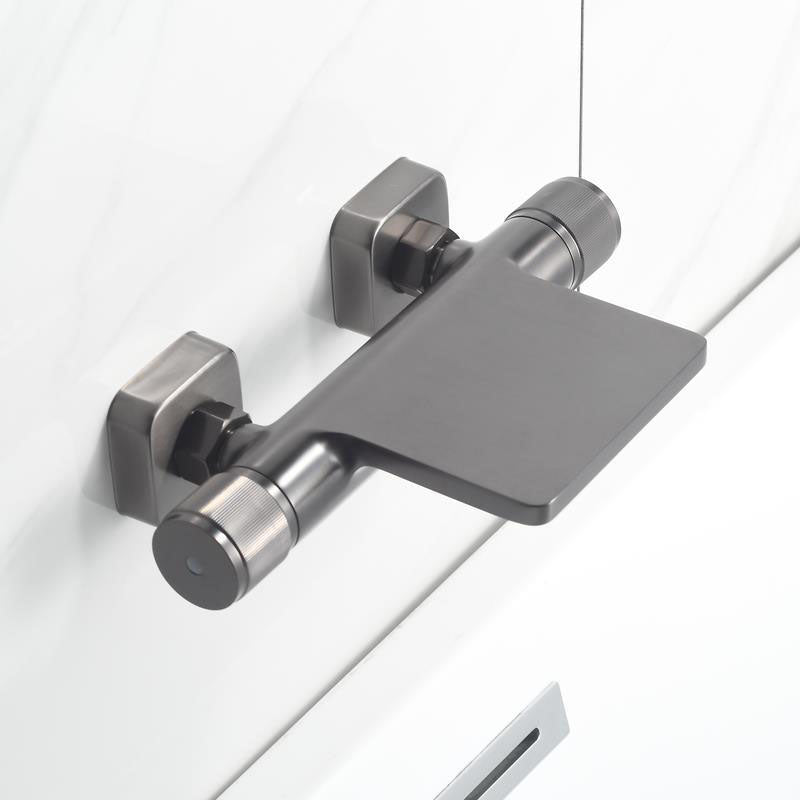 Contemporary Fixed Bathtub Faucet Wall Mounted Waterfall Tub Filler Grey Hand Shower Not Included Great Falls Faucet Outlet Clearhalo 'Bathroom Remodel & Bathroom Fixtures' 'Bathtub Faucets' 'bathtub_faucets' 'Home Improvement' 'home_improvement' 'home_improvement_bathtub_faucets' 7011627
