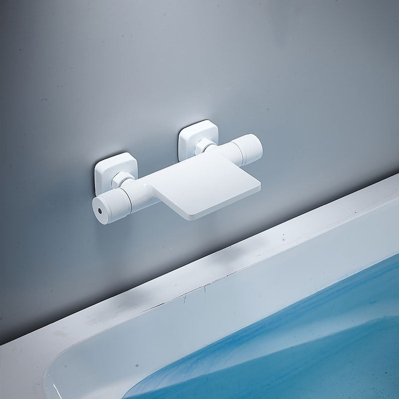 Contemporary Fixed Bathtub Faucet Wall Mounted Waterfall Tub Filler White Hand Shower Not Included Great Falls Faucet Outlet Clearhalo 'Bathroom Remodel & Bathroom Fixtures' 'Bathtub Faucets' 'bathtub_faucets' 'Home Improvement' 'home_improvement' 'home_improvement_bathtub_faucets' 7011629