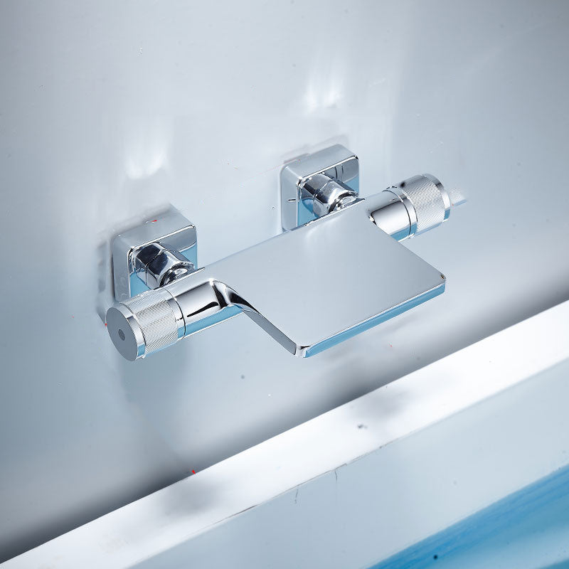Contemporary Fixed Bathtub Faucet Wall Mounted Waterfall Tub Filler Chrome Hand Shower Not Included Great Falls Faucet Outlet Clearhalo 'Bathroom Remodel & Bathroom Fixtures' 'Bathtub Faucets' 'bathtub_faucets' 'Home Improvement' 'home_improvement' 'home_improvement_bathtub_faucets' 7011632