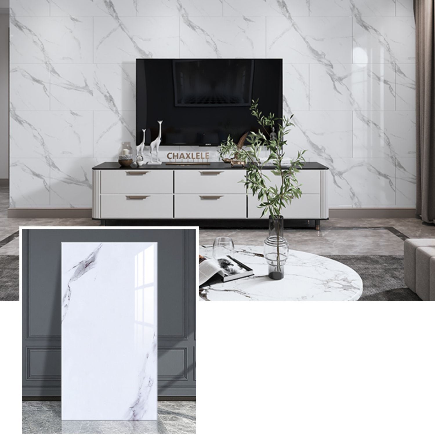 Field Tile Wallpaper Plastic Waterproof Peel and Stick Backsplash with Rectangular Shape White-Gray 1'4" x 2'7" 50-Piece Set Clearhalo 'Flooring 'Home Improvement' 'home_improvement' 'home_improvement_peel_stick_blacksplash' 'Peel & Stick Backsplash Tile' 'peel_stick_blacksplash' 'Walls & Ceilings' Walls and Ceiling' 7011745