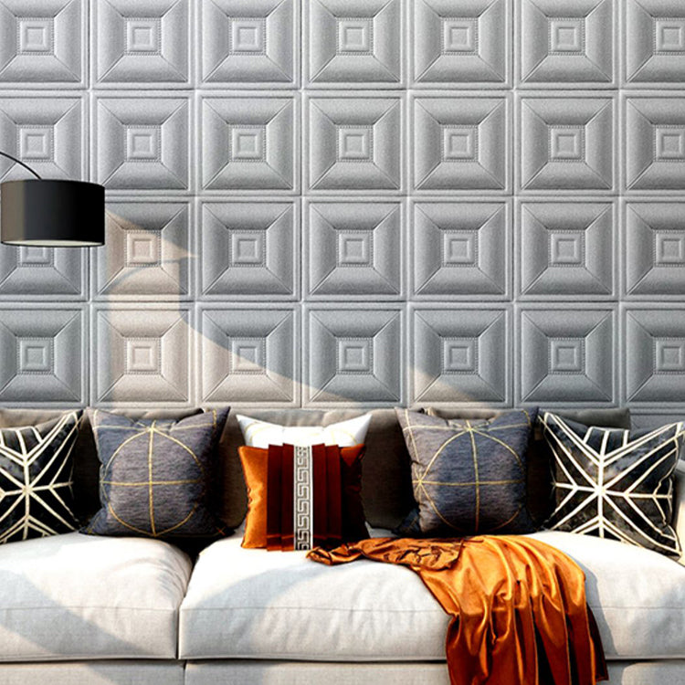 Glam Wall Access Panel PVC Self-Adhesive 3D Embossed Waterproof Wall Panel Silver Gray 100-Piece Set Clearhalo 'Flooring 'Home Improvement' 'home_improvement' 'home_improvement_wall_paneling' 'Wall Paneling' 'wall_paneling' 'Walls & Ceilings' Walls and Ceiling' 7011894