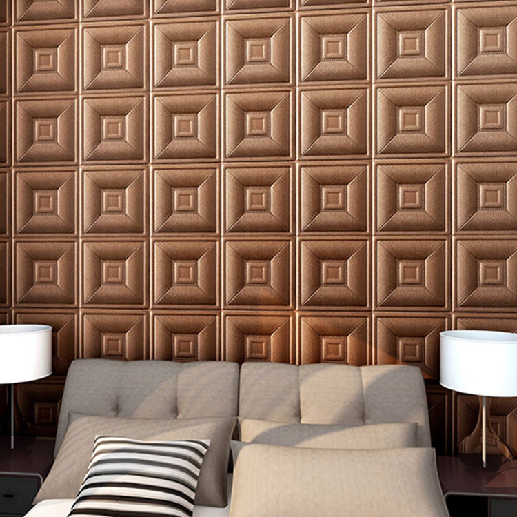Glam Wall Access Panel PVC Self-Adhesive 3D Embossed Waterproof Wall Panel Coppery 100-Piece Set Clearhalo 'Flooring 'Home Improvement' 'home_improvement' 'home_improvement_wall_paneling' 'Wall Paneling' 'wall_paneling' 'Walls & Ceilings' Walls and Ceiling' 7011895