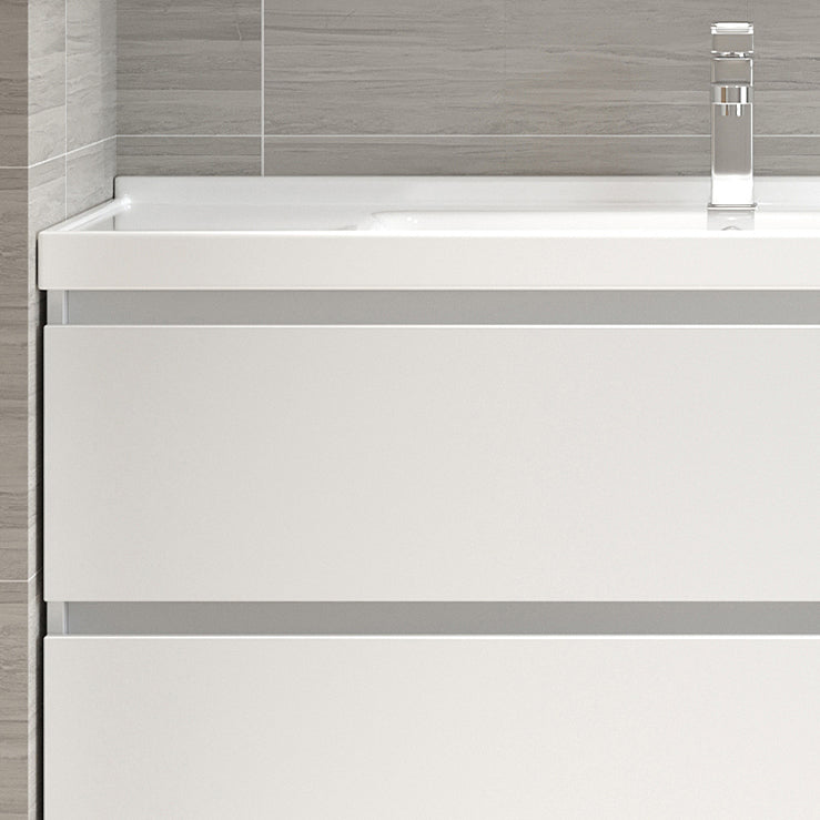 White Vanity Single Sink Rectangular 2 Drawers Wall-Mounted Bath Vanity with Mirror Clearhalo 'Bathroom Remodel & Bathroom Fixtures' 'Bathroom Vanities' 'bathroom_vanities' 'Home Improvement' 'home_improvement' 'home_improvement_bathroom_vanities' 7017991